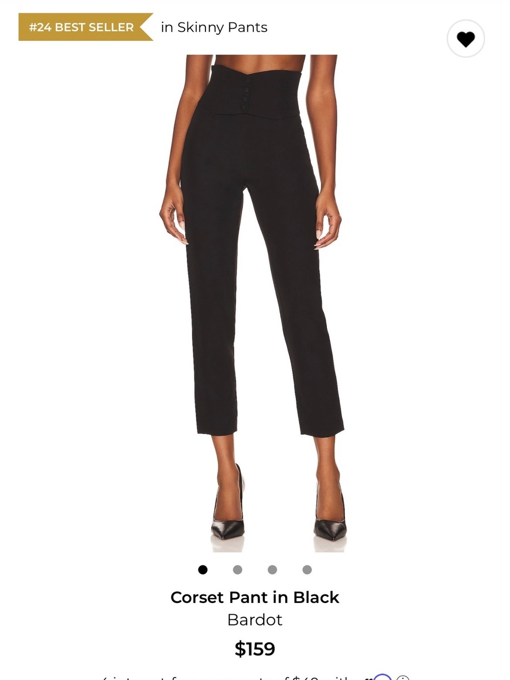 Bardot Black High-Waist Corset Cropped Pants- Large US 8